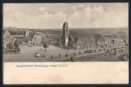 AK Oldenburg / O., Blick auf den Hauptbahnhof