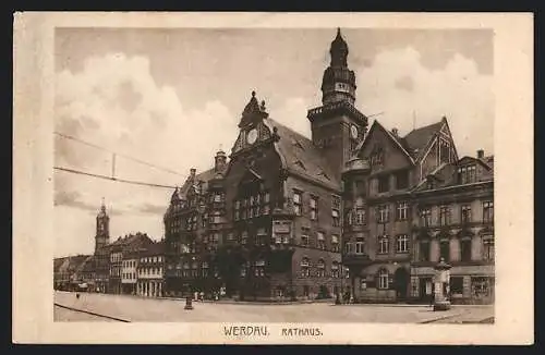 AK Werdau / Sachsen, Litfasssäule am Rathaus