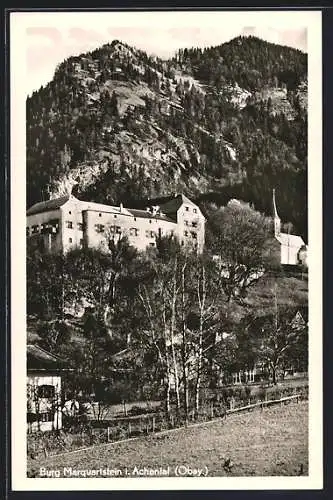 AK Marquartstein i. Achental, Ansicht mit Burg & Kirche