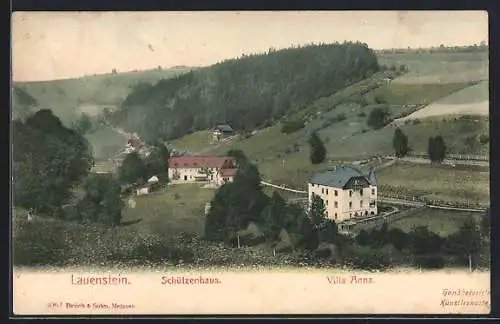 AK Lauenstein / Sachsen, Gasthof Schützenhaus und Hotel Villa Anna