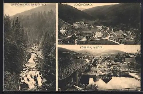 AK Forbach /Murgtal, Raumünzacher Wasserfall, Schönmünzach und Forbach