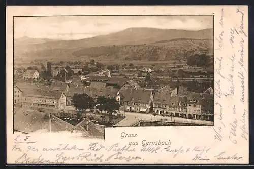 AK Gernsbach, Teilansicht aus der Vogelschau