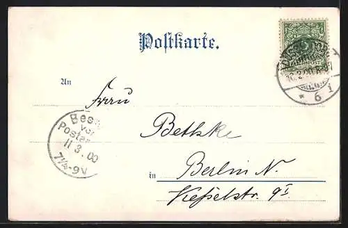 Lithographie Düsseldorf, Hofgarten und Akademie