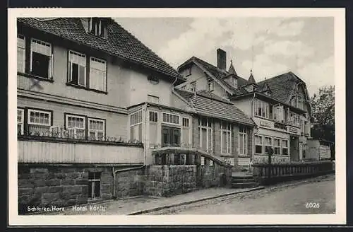 AK Schierke /Harz, Strasse am Hotel König