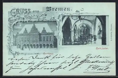 Mondschein-AK Bremen, Rathhaus und Rathskeller