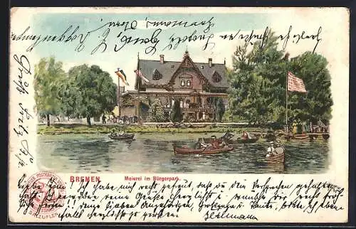 Lithographie Bremen, Meierei mit Bürgerpark