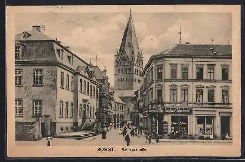 AK Soest, Rathausstrasse mit Kirche