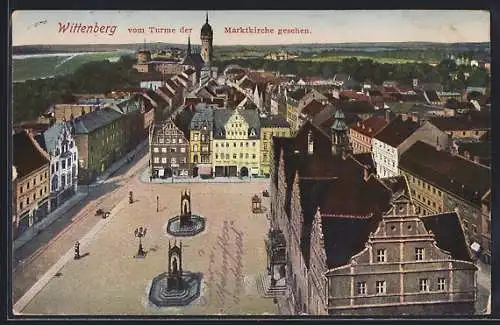 AK Wittenberg / Halle, Ortsansicht vom Turm der Marktkirche