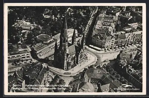 AK Berlin-Charlottenburg, Kaiser-Wilhelm-Gedächtniskirche aus der Vogelschau