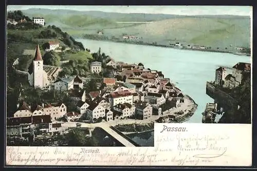 AK Passau, Ilzstadt, Teilansicht aus der Vogelschau