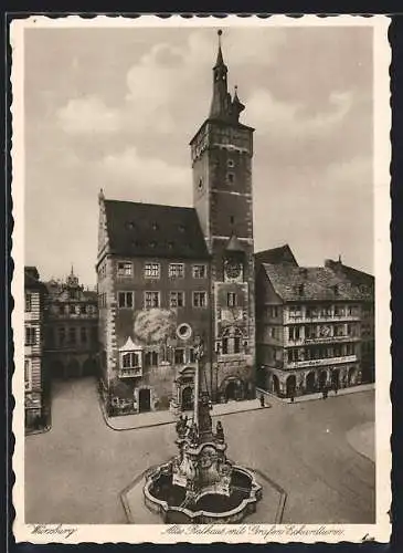 AK Würzburg, Altes Rathaus mit Grafen Eckardturm