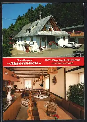 AK Eisenbach-Oberbränd / Schwarzwald, Das Gasthaus Alpenblick der Fam. Lickert, mit Gaststube