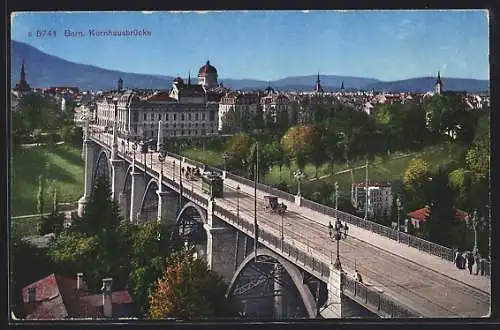 AK Bern, Kornhausbrücke mit Strassenbahn