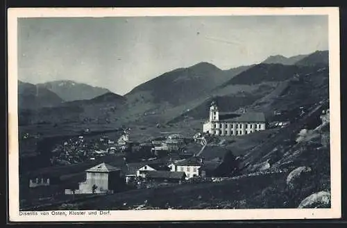 AK Disentis, Ortsansicht von Osten, mit Kloster