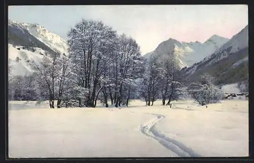 Künstler-AK Photochromie Nr. 3569: Partie bei Klosters im Winter