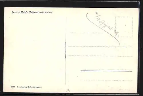 AK Luzern, Hotels National und Palace mit Strasse