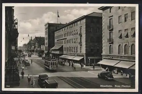 AK Mannheim Strassenbahn in Planken