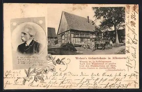 AK Alhausen, Weber`s Geburtshaus und Portrait