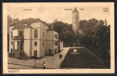 AK Biberach / Riss, Theater, Weisserturm & Gigel Turm