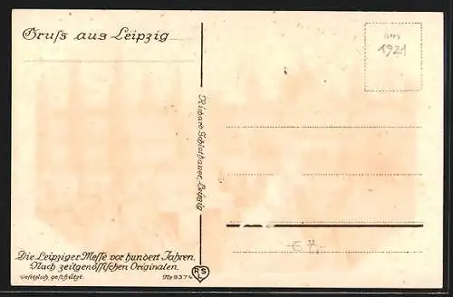 Künstler-AK Leipziger Messe vor hundert Jahren, der Messverkehr vor dem Grimmaischer Tor