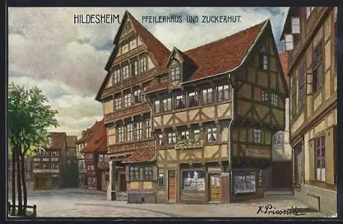 Künstler-AK Hildesheim, Pfeilerhaus und Zuckerhut