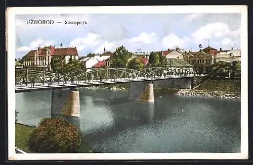 AK Uzhorod, Ortsansicht hinter Flussbrücke