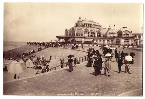 Fotografie Neurdein Freres, Paris, Ansicht Ostende, Le Kursaal, Promenade mit Hotel Kursaal