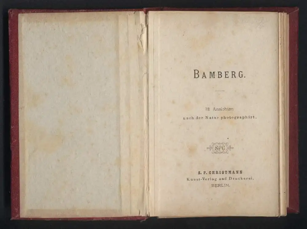 12 Fotografien S. P. Christmann, Berlin, Ansicht Bamberg, original Leporello Album mit Hofhaltung, Marktplatz uvw. 0