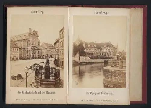 12 Fotografien S. P. Christmann, Berlin, Ansicht Bamberg, original Leporello Album mit Hofhaltung, Marktplatz uvw.