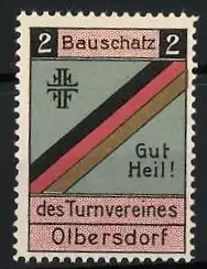 Reklamemarke Olbersdorf, des Turnvereines, Vereinslogo mit Bauschatz