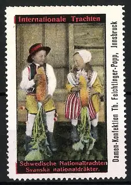 Reklamemarke Kinder tragen Schwedische Nationaltracht, Internationale Trachten