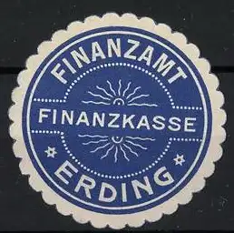 Reklamemarke Erding, Finanzamt Finanzkasse, blaues Emblem