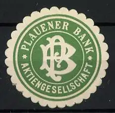 Reklamemarke Plauen, Plauener Bank Aktiengesellschaft, Monogramm PB