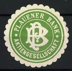 Reklamemarke Plauen, Plauener Bank Aktiengesellschaft, Monogramm PB