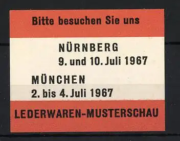 Reklamemarke Nürnberg, Lederwaren-Musterschau 1967, Einladung zur Ausstellung