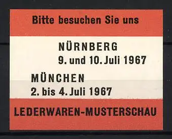 Reklamemarke Nürnberg, Lederwaren-Musterschau, Termine 1967