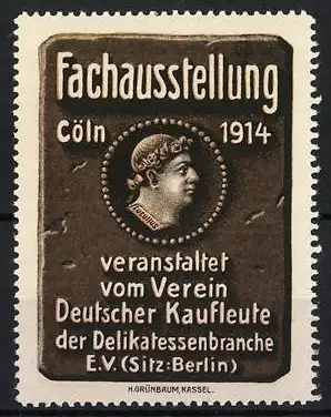 Reklamemarke Cöln, Fachausstellung 1914, Portrait der römischen Antike