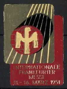 Reklamemarke Frankfurt, Internationale Messe, 1951, rotes M-Logo