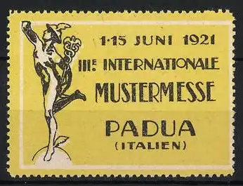 Reklamemarke Padua, III. Internationale Mustermesse 1921, Hermes-Symbol