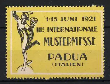 Reklamemarke Padua, III. Internationale Mustermesse 1921, antike Statue