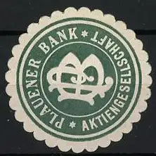 Reklamemarke Plauen, Plauener Bank Aktiengesellschaft, Monogramm-Symbol