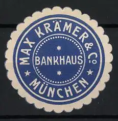 Reklamemarke München, Max Krämer & Co Bankhaus, Blauer Kreis mit Sternen