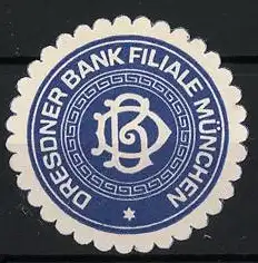 Reklamemarke München, Dresdner Bank Filiale, Monogramm DB