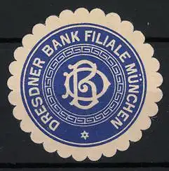 Reklamemarke München, Dresdner Bank Filiale, Monogramm DB