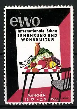 Reklamemarke München, Internationale Schau Ernährung und Wohnkultur 1955, Obsttisch