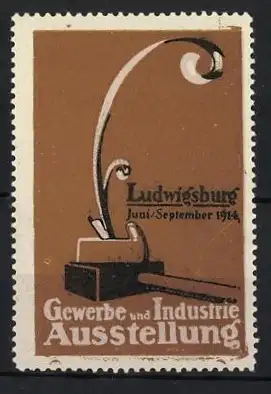 Reklamemarke Ludwigsburg, Gewerbe und Industrie Ausstellung 1914, Hammer & Hobel