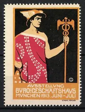 Reklamemarke München, Ausstellung Büro und Geschäftshaus 1913, Merkur mit Caduceus