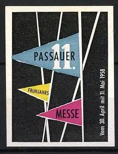 Reklamemarke Passau, 11. Passauer Frühjahrsmesse 1958, Fahnen