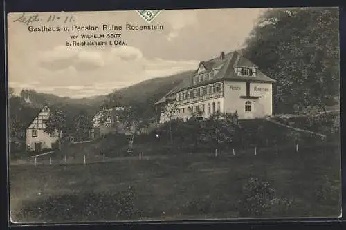 AK Reichelsheim i. Odw., Gasthaus und Pension Ruine Rodenstein