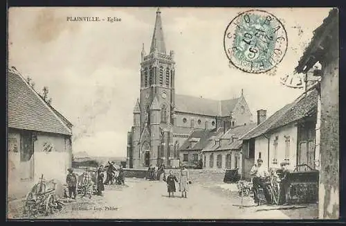 AK Plainville, Eglise, Blick zur Kirche